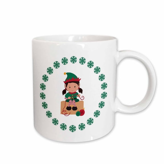 3drose, Girl Elf with Ornaments, 11oz Mug