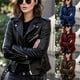 thumbnail image 2 of Qarigey Chaqueta de moda y ajustada para mujer, para cualquier ocasión, chaqueta de moto, chaqueta de motociclista, chaqueta de mujer Abrigos y chamarras Vino XL, 2 of 6