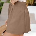 thumbnail image 4 of Edvintorg shorts women plus size clearance Women's Fashion Solid Color Casual Wide Leg Loose High Waist Lace-Up Shorts Pants Brown M, 4 of 6