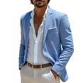 thumbnail image 2 of Jerdar Men's Linen Blazer Jacket Lapel Collar Two Button Single Breasted Solid Color Slim Fit Long Sleeve Spring Summer Casual Business Wedding Lightweight Breathable Sport Coat Top, 2 of 5