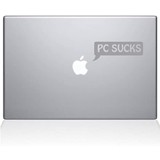 The Decal Guru PC Sucks Speech Bubble MacBook Decal Vinyl Sticker - 13" MacBook Pro (2016 & Newer) - Silver