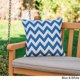 Greylin Outdoor Square Fabric Chevron Water Resistant Throw Pillow, Blue, White - image 4 of 15