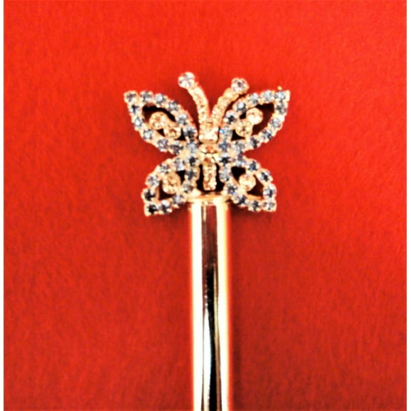 Charmed 11" Butterfly Scepter. Beautiful Rhinestone Butterfly; Blue