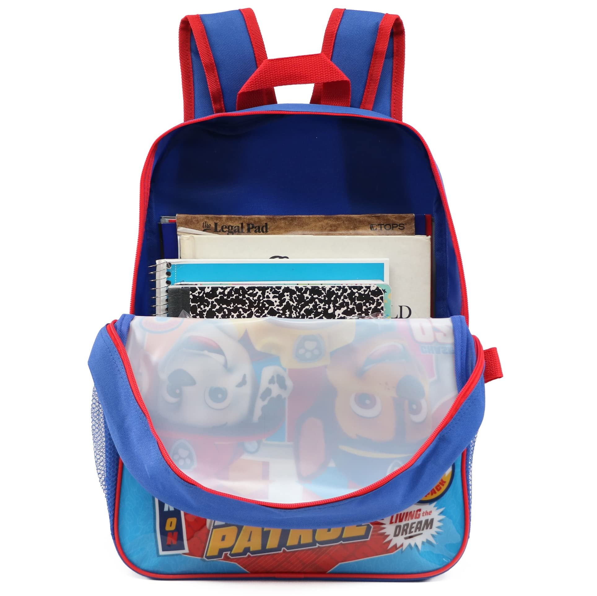 Ruz Paw Patrol Boys 16 Inch Backpack With Removable Matching Lunch Box Set Blue-Light Blue-Red