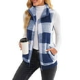 thumbnail image 4 of CILENON Long Cardigans for Women Trendy Womens Jacket Sleeveless Lightweight Plaid Vest Cozy Cardigan Zipper Warm Outwear With Pocket (Blue,XXL), 4 of 6