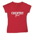 thumbnail image 5 of Country Girl Logo Women's V-Neck T-shirt Minimalistic Western Style Rodeo Southern Pride Cowgirl Queen Rustic Farm Gift Tee, 5 of 7