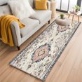 thumbnail image 2 of Beige Boho Runner Rug 2x6 Washable Kitchen Rug Non-Slip Lightweight Thin Soft Low Pile Bathroom Runner Ethnic Tribe Chic Elegant Pink Carpet for Hallway Laundry Room Bedroom Entryway, 2 of 9