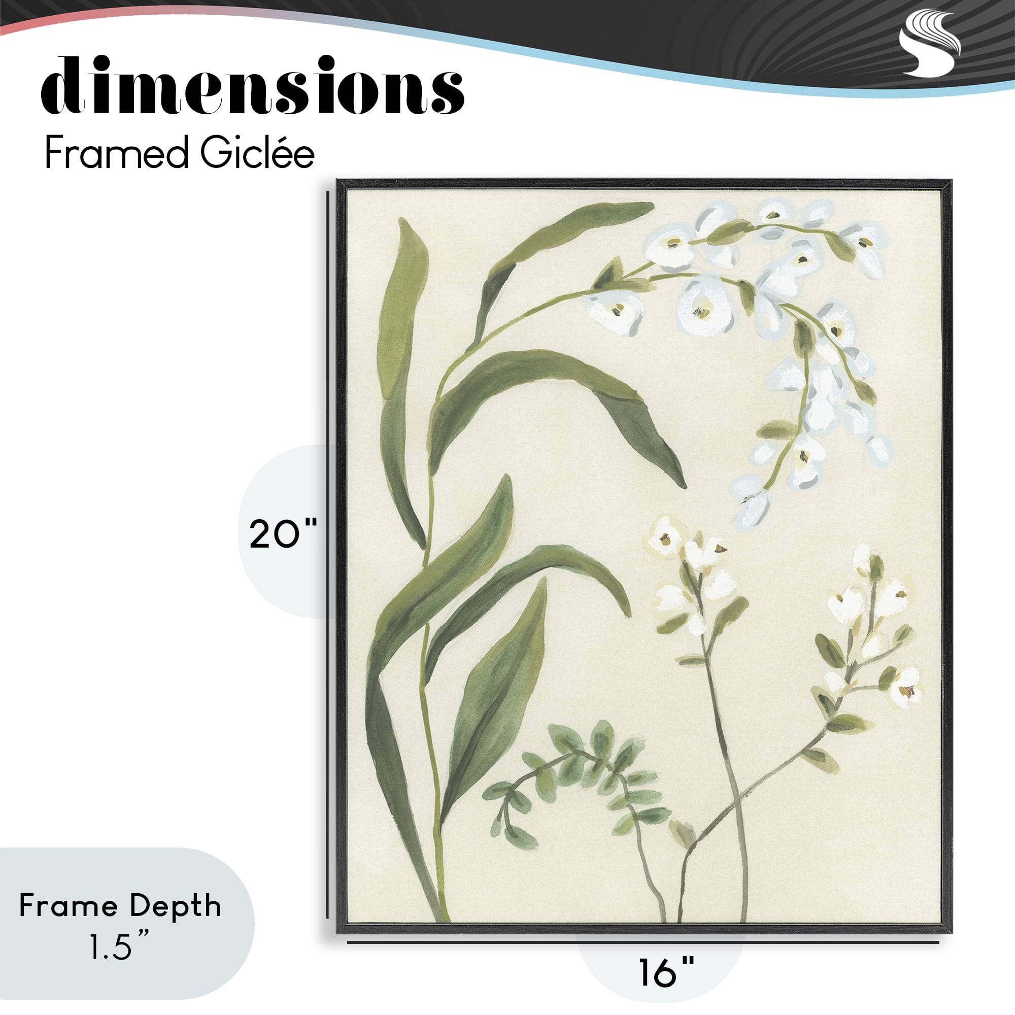 Stupell Industries Soft Snowdrop Stems Black Framed Giclee Art, design by June Erica Vess