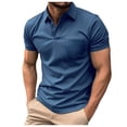 thumbnail image 3 of Mens Casual Polo Shirt with Chest Pocket Button Down T Shirt Short Sleeve Summer Top Tee Blue XXL, 3 of 6