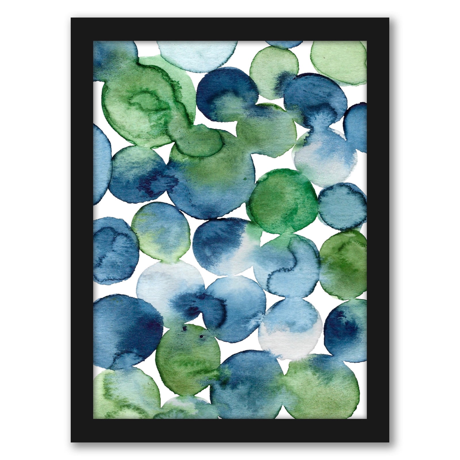 Americanflat Watercolor Blue Green Circles By Lisa Nohren Black Frame Wall Art - Walmart.com