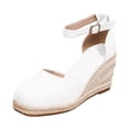 thumbnail image 3 of IWRICH Women's Squared Closed Toe Wedges Espadrilles Sandals Platform Ankle Strap Beach Sandals White 6, 3 of 9