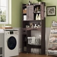 thumbnail image 3 of Over the Toilet Storage Cabinet, Aiho 66" H Bathroom Space-Saving Organizer Above Toilet with 2 Doors & Adjustable Shlef, Perfect for Bathroom, Laundry, Dark Brown, 3 of 10