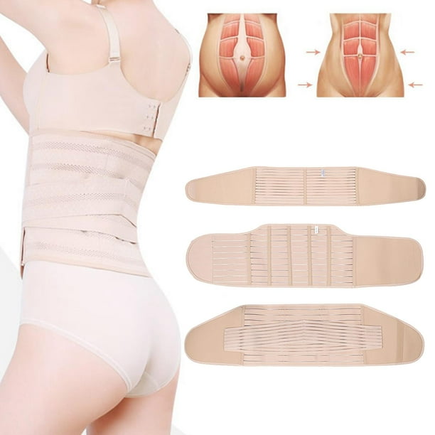 Cinturón de soporte posparto Cinturón elástico transpirable Cinturón pélvico Envoltura de embarazo Cinturón moldeador de cinturón abdominal Beige M