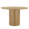 thumbnail image 3 of 47 Inch Dining Table, Brown Oak, Wood, Round, Mid Century Kitchen Cafe Bistro Hospitality Restaurant, Modern Contemporary HB34384, 3 of 8