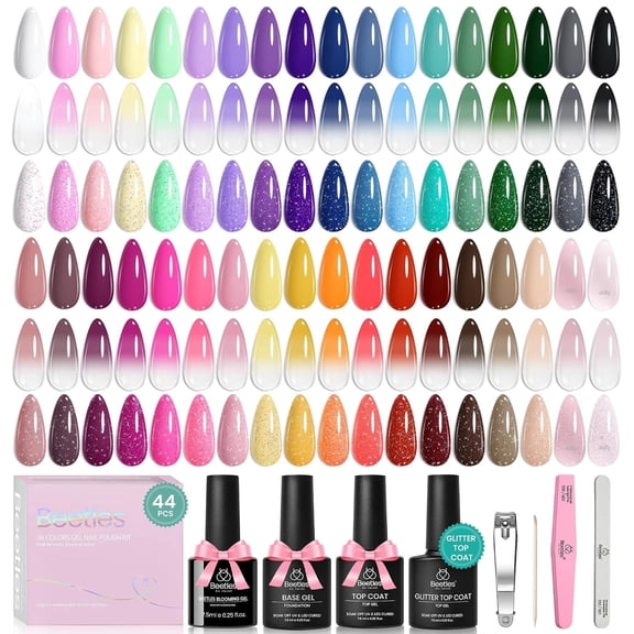 Beetles Gel Nail Polish Set, 36 Colors Gel Polish Kit with Blooming Gel | Blooming Gel Helps Create Marble, Watercolor&Floral Nail Effects for Home Manicures Salon-Style Looks
