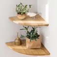 thumbnail image 2 of Corner Shelves, Floating Corner Shelf, Set of Solid Oak Wood Corner Wall Shelves, Round End with Wire Hole Shelving for Small Plant for Bedroom Kitchen, Living Room (Size //in), 2 of 4