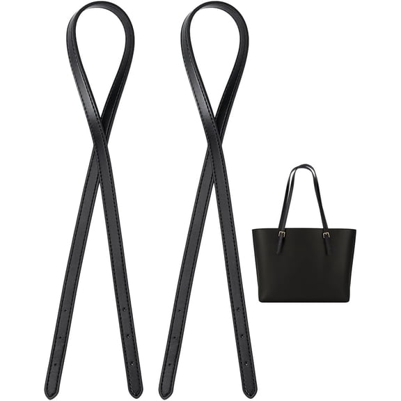 2pcs Cowhide Leather Tote Bag Strap Replacement 31.9 inch Leather Purse Handles Black Adjustable Handbag Strap Replacement