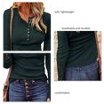 thumbnail image 4 of Camisas de manga larga para mujer, color puro, casual, con botones, estilo túnica, elegante para uso diario, 4 of 5