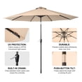 thumbnail image 6 of Smuxee Folding 9 ft Patio Umbrella with Steering Head, LED Lights Outdoor Umbrella,Brown, 6 of 9