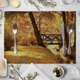 thumbnail image 4 of 2024 Placemat Yellow Forest in Autumn Pattern Linen Fabric Table Mats Family Dinner Tableware Kitchen Table Mat, 4 of 7