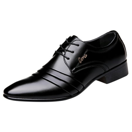 XDDST Mens Leather Slip On Shoes Men Lace Business Leather Shoes Casual Comfortable Wedding Shoe Male Suit Shoes