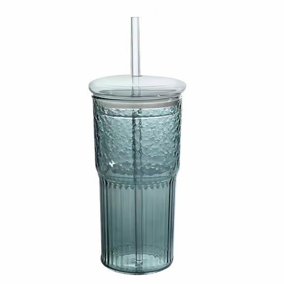 ACDANC Glass Cups with Lids and Glass Straws,20 Oz High Borosilicate Tumbler Glass Iced Coffee,Wide Mouth Smoothies,Bubble Tea,Juice,Milk,Cocktails Jars,Travel Mugs