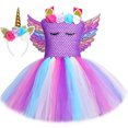 thumbnail image 3 of Vestido de tul con tutú de unicornio y princesa para niñas, con flores pastel, para fiesta de cumpleaños de niñas, disfraces de Halloween para niños, 3 of 5