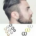 thumbnail image 3 of HOOUN 1Pair Stainless Steel Hoop Earrings for Men Women Cartilage Nose Ring Piercing-Multicolor-2.5*8mm, 3 of 9