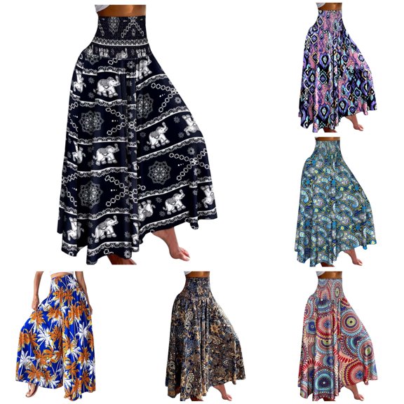 WERYOUNG Women's Pants Elegant Floral Print High Waist Wide Leg Pants Casual Loose Fit Trousers Palazzo Pants For Women Trendy Bottom L
