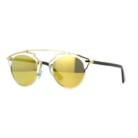Christian Dior SoReal Retro Sunglasses Black Crystal Frame/ Gold Mirror Lens