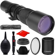 Super 500mm/1000mm f/8 Telephoto Lens for Canon Digital SLR Cameras, Black