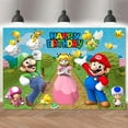 thumbnail image 1 of Fondo de Super Mario Bros Peach Princess para decoración de fiesta de cumpleaños de niños, fondo de fotografía, póster de vinilo, pancarta, accesorios de estudio, 1 of 5