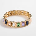 thumbnail image 4 of Pulsera elástica con diamantes de imitación facetados, pulsera de textura de fundición fundida de lujo con piedras preciosas de colores para mujer 2 piezas, 4 of 5