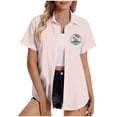 thumbnail image 2 of Lydiaunistar Hauts de Printemps pour Femmes Grande Taille Blouse Imprimée à Manches Courtes Décontractée, Chemise Boutonnée en Polyester Confortable pour l'Été/printemps, Tunique Mode Élégante et Fluide avec Coupe Asiatique XX Beige, 2 of 5