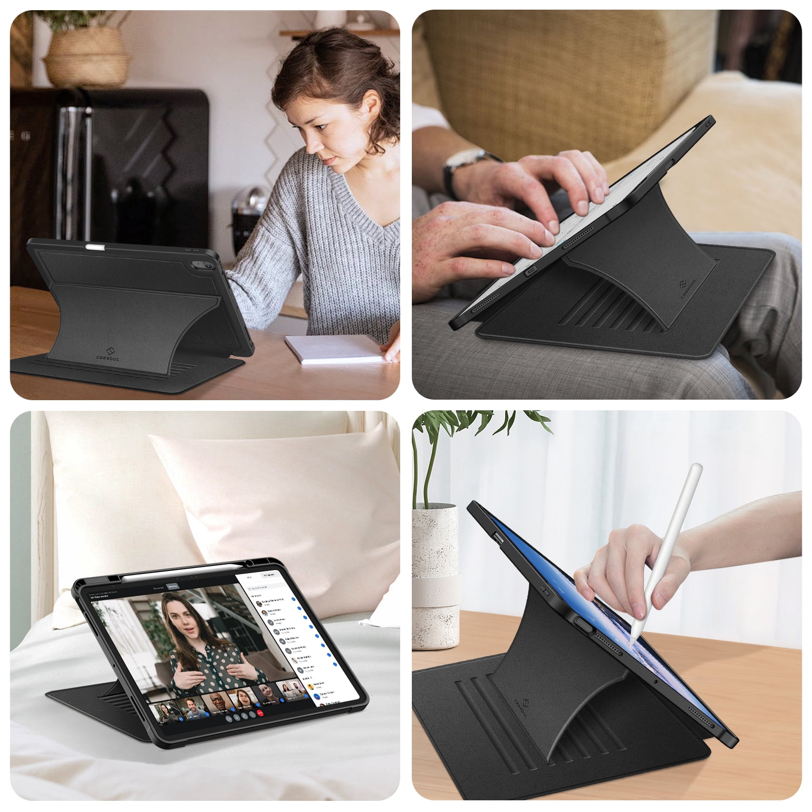 Fintie Magnetic Stand Case for iPad Air 13-inch (M4) 2026, (M3) 2025, (M2) 2024 - Multiple Angles Shockproof TPU Cover with Pencil Holder, Black
