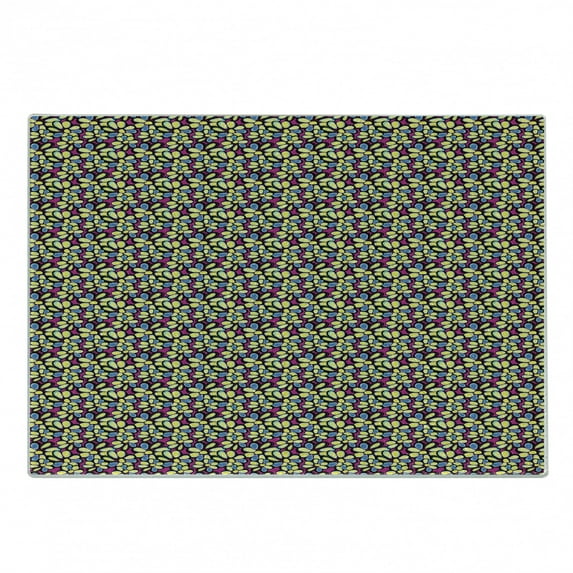 Flower Cutting Board, Grunge and Daisy Blossoms Garden Pattern Graffiti Style Vibrant Colored, Decorative Tempered Glass Cutting and Serving Board, Small Size, Multicolor, by Ambesonne