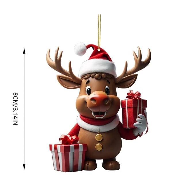 Hanging Christmas Decoration Acrylic Flat Ornament for Window Tree Door Holiday Display 1 Pack