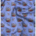 thumbnail image 1 of Soimoi Tricot de Coton Bleu Tissu à Imprimé Animal Cerf au Mètre 58 Pouces de Large, 1 of 5