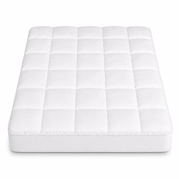Continental Sleep, 3" Quilted Fitted Fluffy & Soft Mattress Pad, Breathable Mattres Topper, Cooling Protector Cover with 18” Deep Pocket, Twin, White