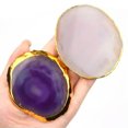 thumbnail image 3 of HOOUN 1x Natural Agate Geode Slices Druzy Crystal Coasters Cup Mat Pad Home Decor Gift-Blue, 3 of 9