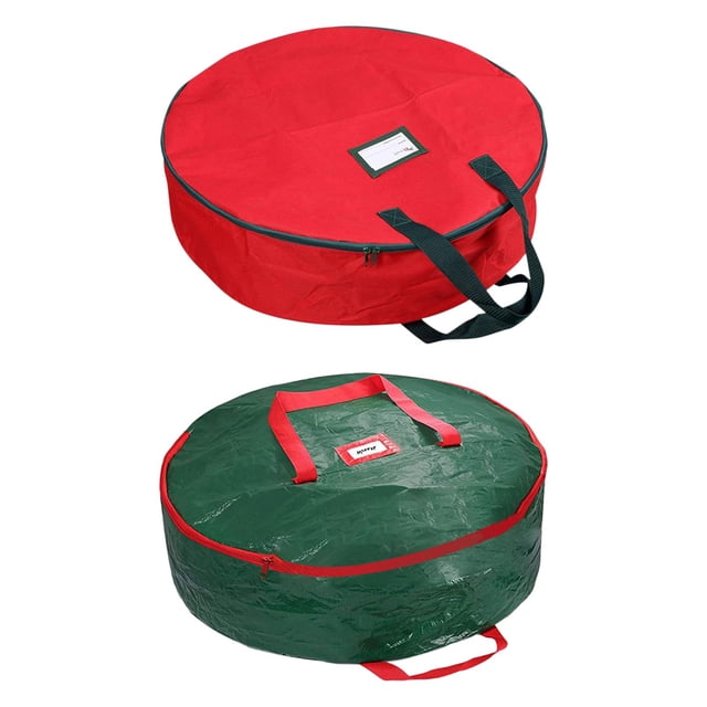 GROWTH TANK Fityle Wreath Storage Bag Christmas Ornament Garland Container Green+Red