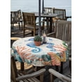 thumbnail image 2 of Outdoor Tablecloths with Umbrella Hole & Zipper, Seahorse Coastal Round Tablecloth 54 Inch, Summer Nautical Starfish Coral Beige Waterproof Table Cloth, Patio/Pool/Picnic Table Covers, 2 of 8