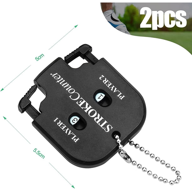 2pcs Contador de tiros de golf Contador de puntajes de golf 2 jugadores Contador de tiros Mini Contador de tiros portátil con llavero para registros de deportes al aire libre de golf 5.5x5cm