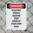 thumbnail image 5 of (2 Pack) Electric Shock Hazard Risk Swim OSHA Danger Sign 10 Inch X 14 Inch Indoor / Outdoor Rust-Free Aluminum Metal Signs for Workplace, Workshop, and Construction Site, Made in the, 5 of 8