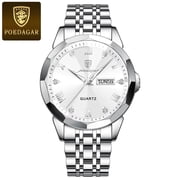 Poedagar Luxury men wristwatch business waterproof luminous date week Man Watch stainless steel band Men's quartz watches sports