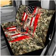 thumbnail image 3 of Yuyamidu Deer Car Seat Cover Set of 14 USA Flag Steering Wheel Cover Seatbelt Pads Headrest Covers Armrest Cover Key Ring Coasters, Universal Fit, 3 of 7