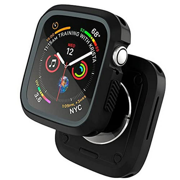 Compatible with Apple Watch 44mm Case, Sport Protective Case for iWatch Women Men Kids GPS iWatch Series 6/5/4/SE, Black, Grey