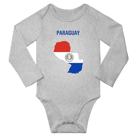 

Paraguay Flag Map Baby Long Slevve Rompers Bodysuit (Gray 18-24 Months)