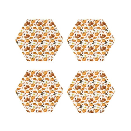 

Tideii Pumpkins for Leather Coasters 4 Pieces Anti-fouling and Anti-scalding Decorative Coasters Suitable for Restaurants Kitchens Coffee Shops-Hexagon