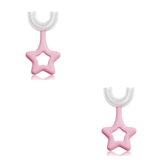 Advancent Cepillo de para bebé ergonómico de doble cara de silicona de 360 grados, cepillo de Manual en forma de U, cuidado rosado S 2piezas Advancent CBP077646